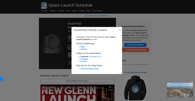 Security scan screenshot of https://www.spacelaunchschedule.com/launch/new-glenn-escapade/