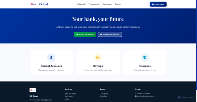 Security scan screenshot of http://usbank-online.netlify.app/