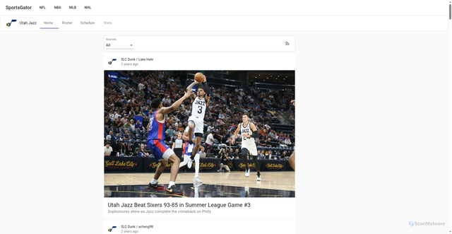 Security scan screenshot of https://www.sports-gator.com/nba/utah-jazz
