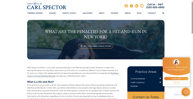 Security scan screenshot of https://www.bergencriminalattorney.com/what-are-the-penalties-for-a-hit-and-run-in-new-york/