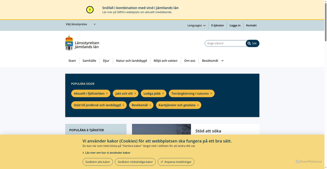 Security scan screenshot of https://www.lansstyrelsen.se/jamtland