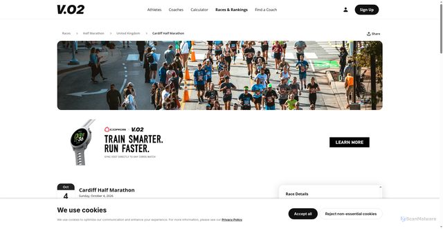 Security scan screenshot of https://vdoto2.com/race/cardiff-half-marathon