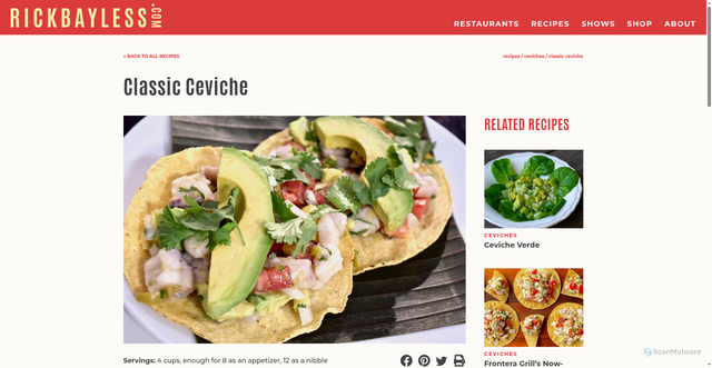 Security scan screenshot of https://www.rickbayless.com/recipe/classic-ceviche/