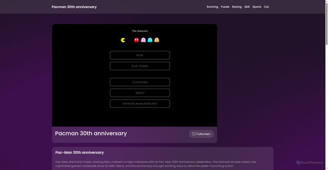 Security scan screenshot of https://pacman-30thanniversary.github.io/