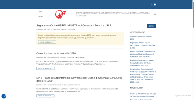 Security scan screenshot of http://www.perindcosenza.it/