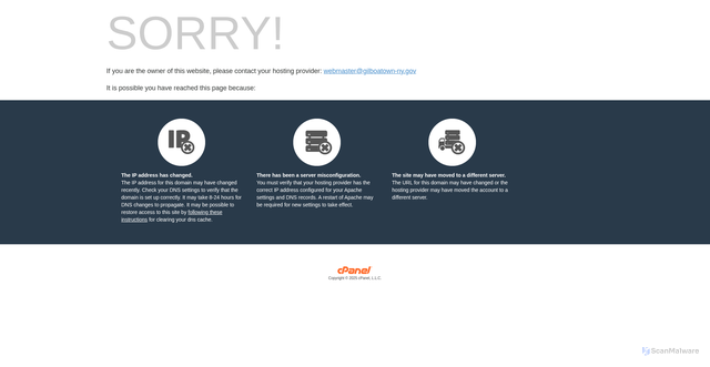 Security scan screenshot of gilboatown-ny.gov