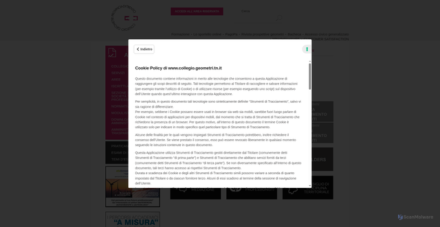 Security scan screenshot of https://www.collegio.geometri.tn.it/