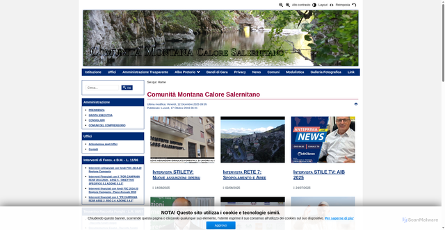 Security scan screenshot of https://www.cmcalore.it/
