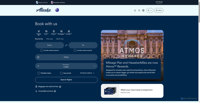 Security scan screenshot of https://www.alaskaair.com/?srsltid=AfmBOopkn8WBTouEFnGZKdC_FhxsZZBie45bIHNJ21ZtbDraWvN9556I