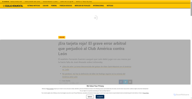 Security scan screenshot of https://americamonumental.bolavip.com/ligamx/era-tarjeta-roja-el-grave-error-arbitral-que-perjudico-al-club-america-contra-leon
