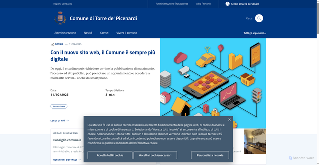 Security scan screenshot of https://www.comune.torredepicenardi.cr.it/
