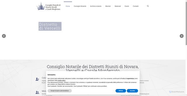 Security scan screenshot of https://www.consiglionotarilenovara.it/