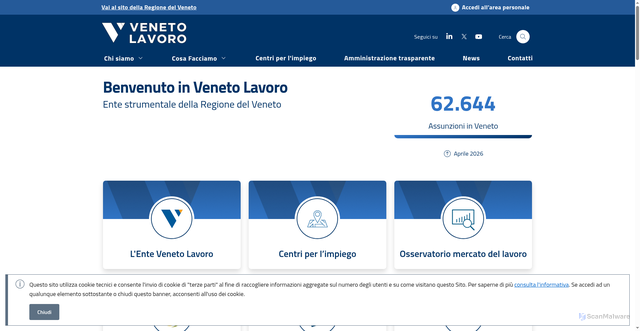 Security scan screenshot of https://www.venetolavoro.it