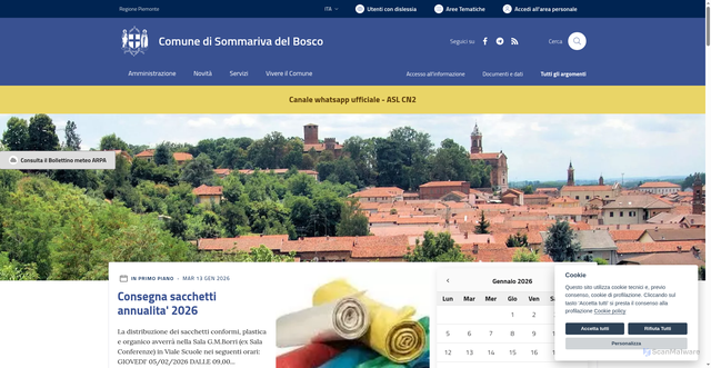 Security scan screenshot of https://www.comune.sommarivadelbosco.cn.it/