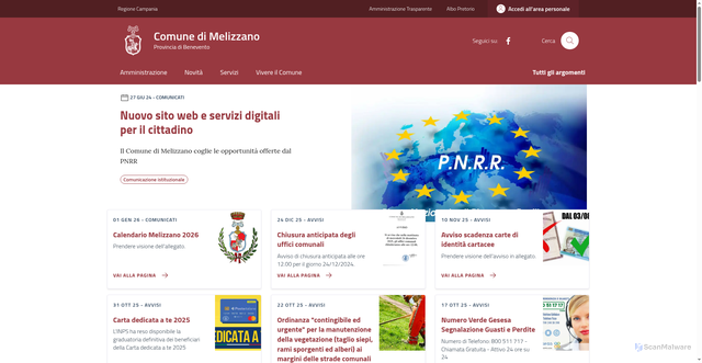 Security scan screenshot of https://comune.melizzano.bn.it/
