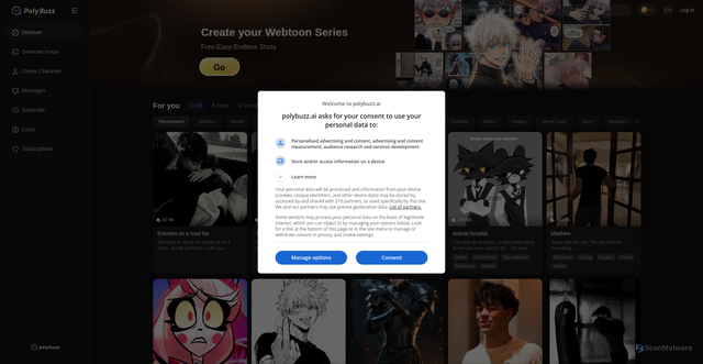 Security scan screenshot of https://www.polybuzz.ai