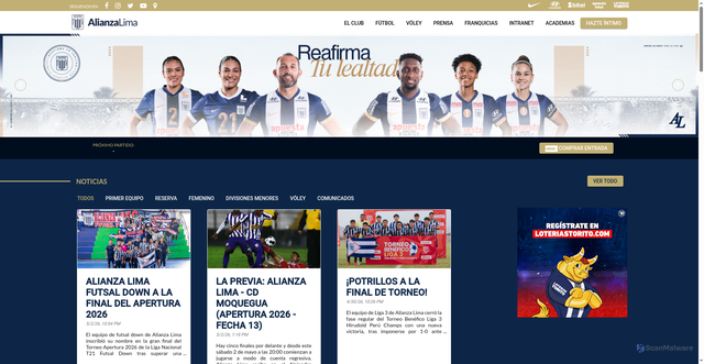 Security scan screenshot of https://www.clubalianzalima.com.pe/