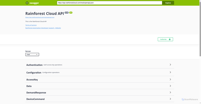 Security scan screenshot of https://api.rainforestcloud.com