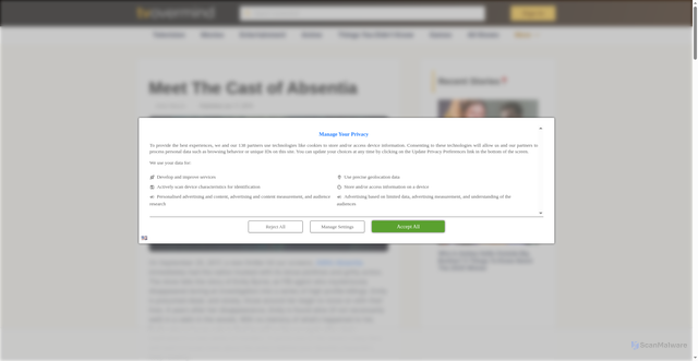 Security scan screenshot of https://tvovermind.com/meet-the-cast-of-absentia/