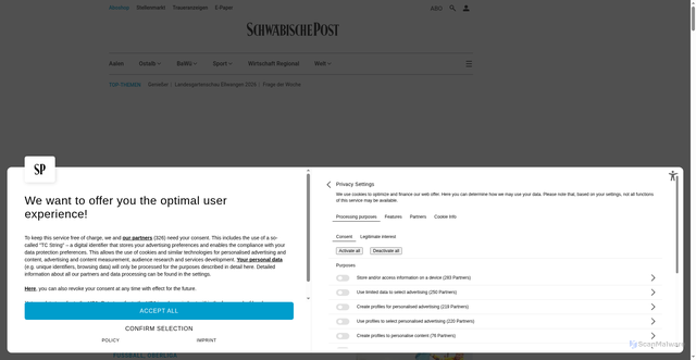 Security scan screenshot of https://www.schwaebische-post.de