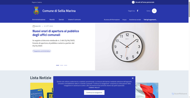 Security scan screenshot of https://comune.selliamarina.cz.it/