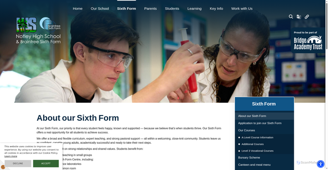 Security scan screenshot of https://notleyhigh.com/About-our-Sixth-Form/