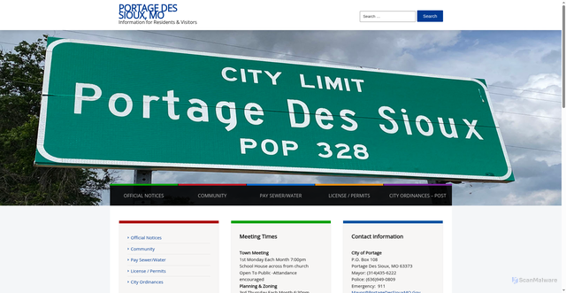 Security scan screenshot of https://portagedessiouxmo.gov/