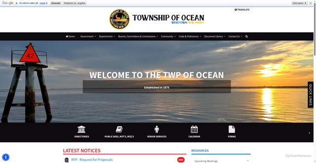 Security scan screenshot of http://www.twpoceannj.gov/