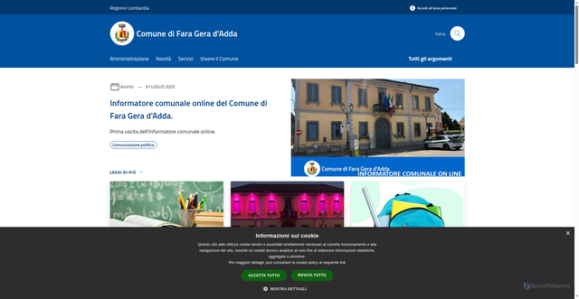 Security scan screenshot of https://www.comune.farageradadda.bg.it/it