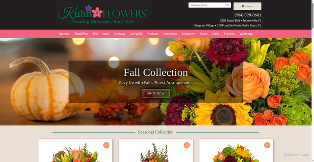 Security scan screenshot of https://www.kuhnflowers.com