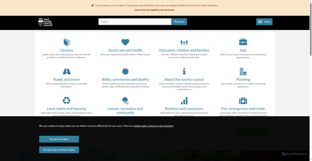 Security scan screenshot of https://www.westsussex.gov.uk/