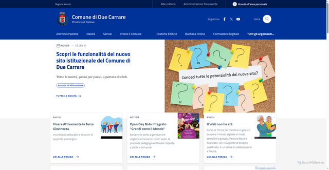 Security scan screenshot of https://www.comune.duecarrare.pd.it/