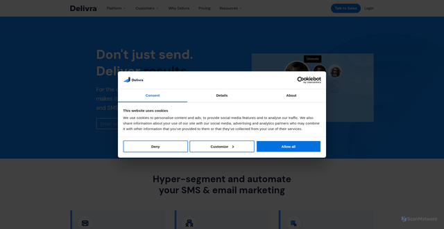 Security scan screenshot of https://delivra.net