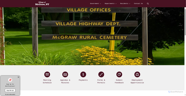 Security scan screenshot of https://villageofmcgraw.gov/