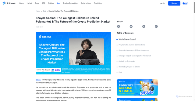 Security scan screenshot of https://www.bittime.com/en/blog/shayne-coplan