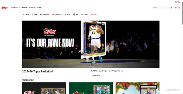 Security scan screenshot of https://www.topps.us/