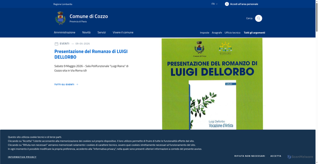 Security scan screenshot of https://www.comune.cozzo.pv.it