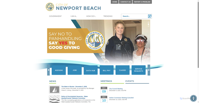 Security scan screenshot of https://www.newportbeachca.gov/