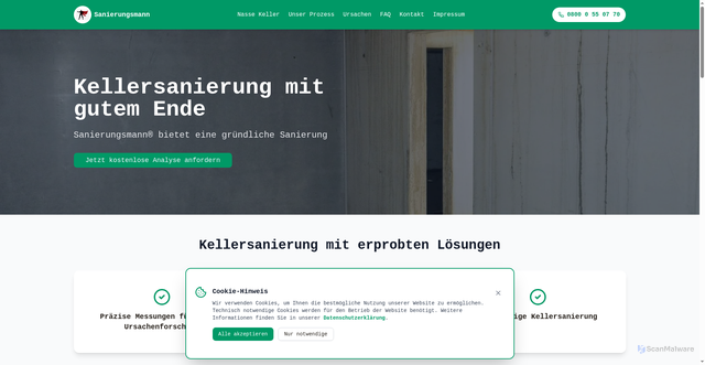 Security scan screenshot of https://sanierungs-mann.de/