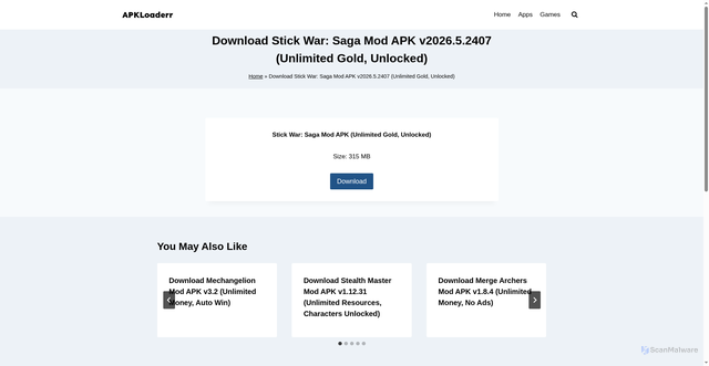 Security scan screenshot of https://apkloaderr.com/?p=159