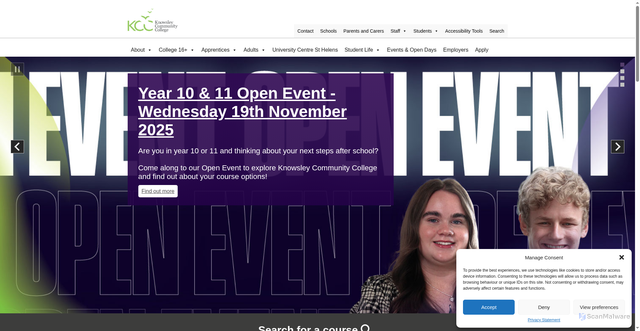 Security scan screenshot of https://www.knowsleycollege.ac.uk/