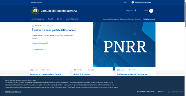 Security scan screenshot of https://www.comune.roccabascerana.av.it/