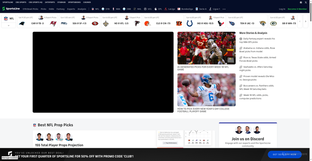 Security scan screenshot of https://sportsline.com