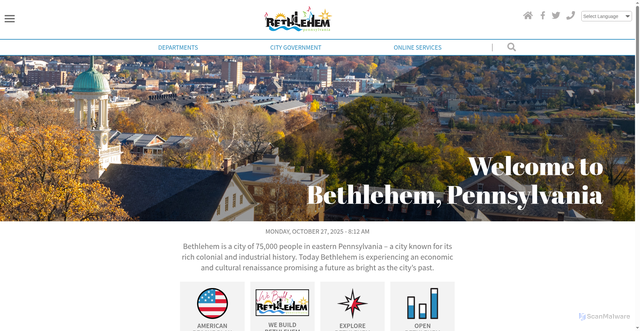 Security scan screenshot of https://www.bethlehem-pa.gov/