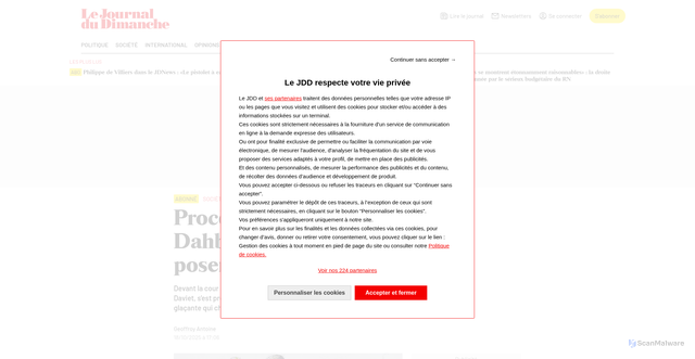 Security scan screenshot of https://www.lejdd.fr/Societe/proces-de-laffaire-lola-dahbia-benkired-tente-de-se-poser-en-victime-163114
