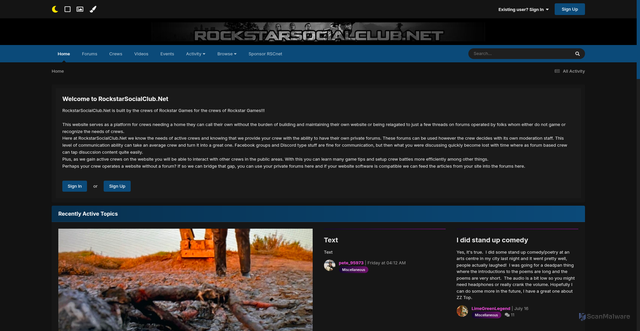 Security scan screenshot of https://www.rockstarsocialclub.net/
