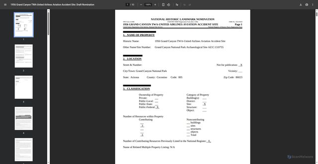 Security scan screenshot of http://www.tucsonfirefoundation.com/wp-content/uploads/2012/07/1956-GrandCanyonRedacted.pdf