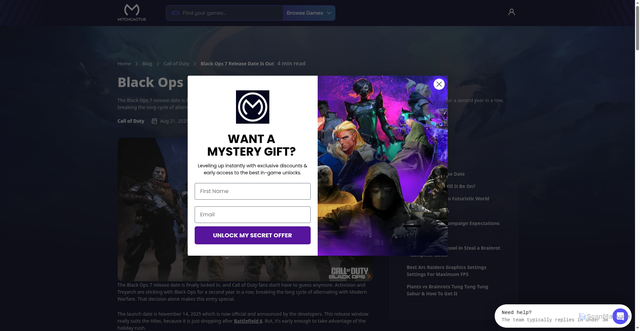 Security scan screenshot of https://mitchcactus.co/blog/call-of-duty/black-ops-7-release-date-is-out/