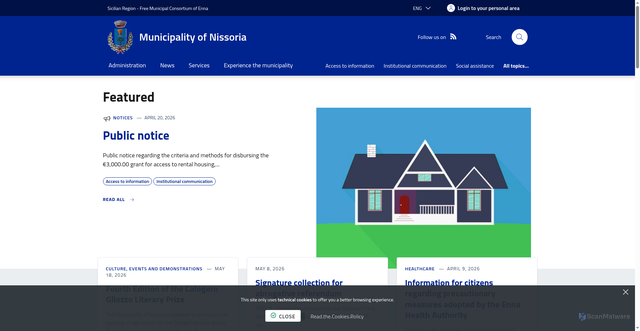 Security scan screenshot of https://www.comune.nissoria.en.it/