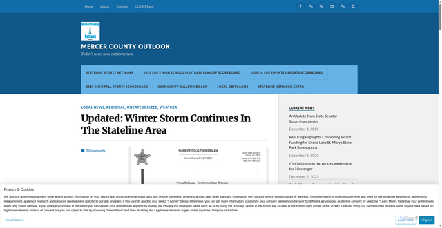 Security scan screenshot of https://mercercountyoutlook.net/2025/11/28/winter-storm-approaches-the-stateline-area/